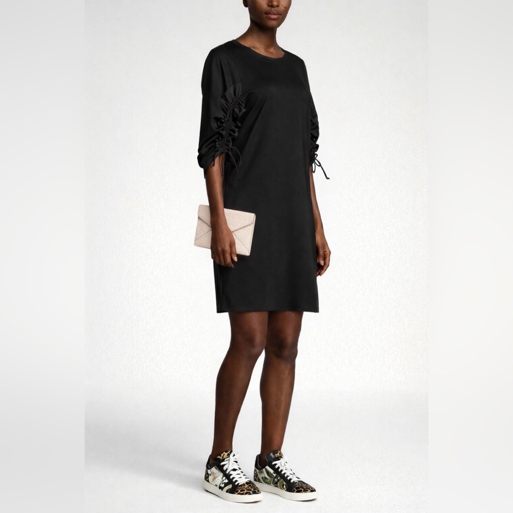 NWT Kobi Halperin Black Ruched Sleeve Dress